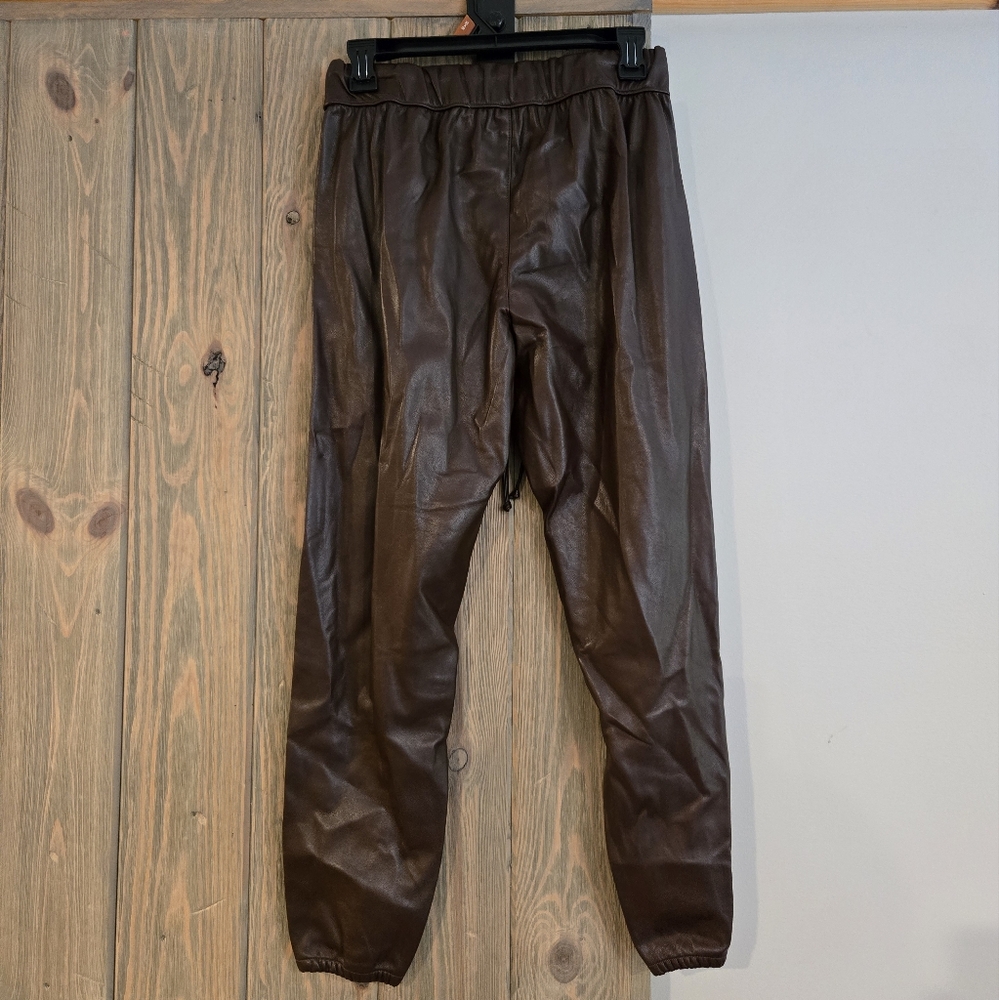 Enza Costa Vegan Leather Joggers - Picture 3 of 5